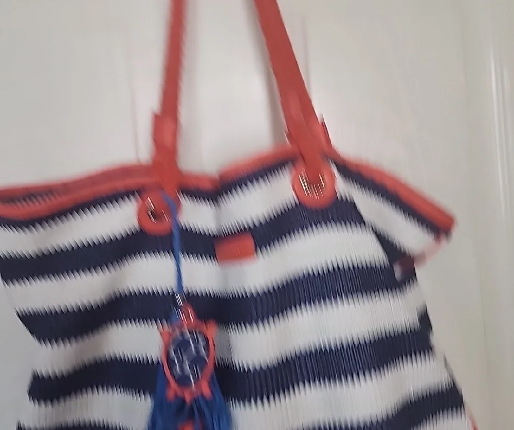 Vera Bradley Navy Blue and White Nautical Tote Bag with Rope Handles And Tags